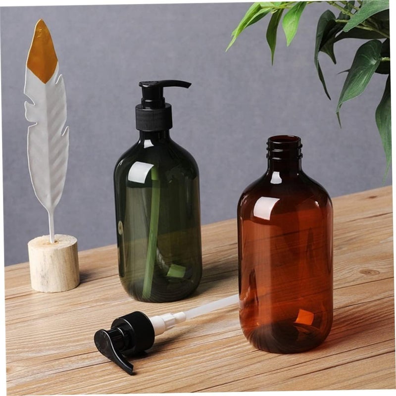 woobles Lotion Dispensers, 300ML Refillable Liquid Empty Pump Bottle, Amber Plastic Pump Dispenser Bottles for Handwash, Lotions, Shampoo, Conditioner, Shower Gel - Image 1